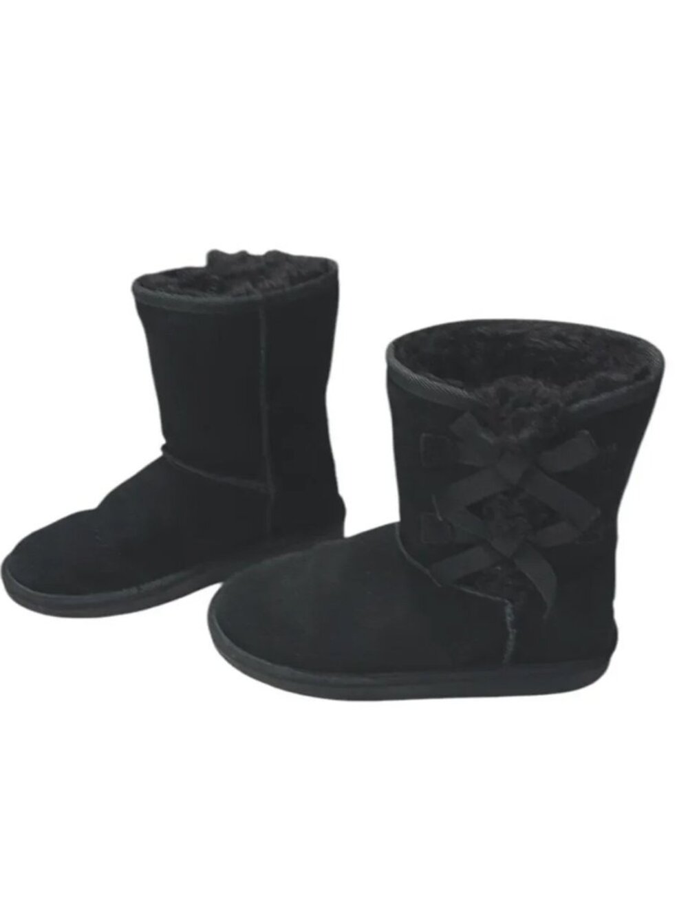Koolaburra by UGG | Black Victoria Short Boot Toddler Girls Leather Faux Fur 2